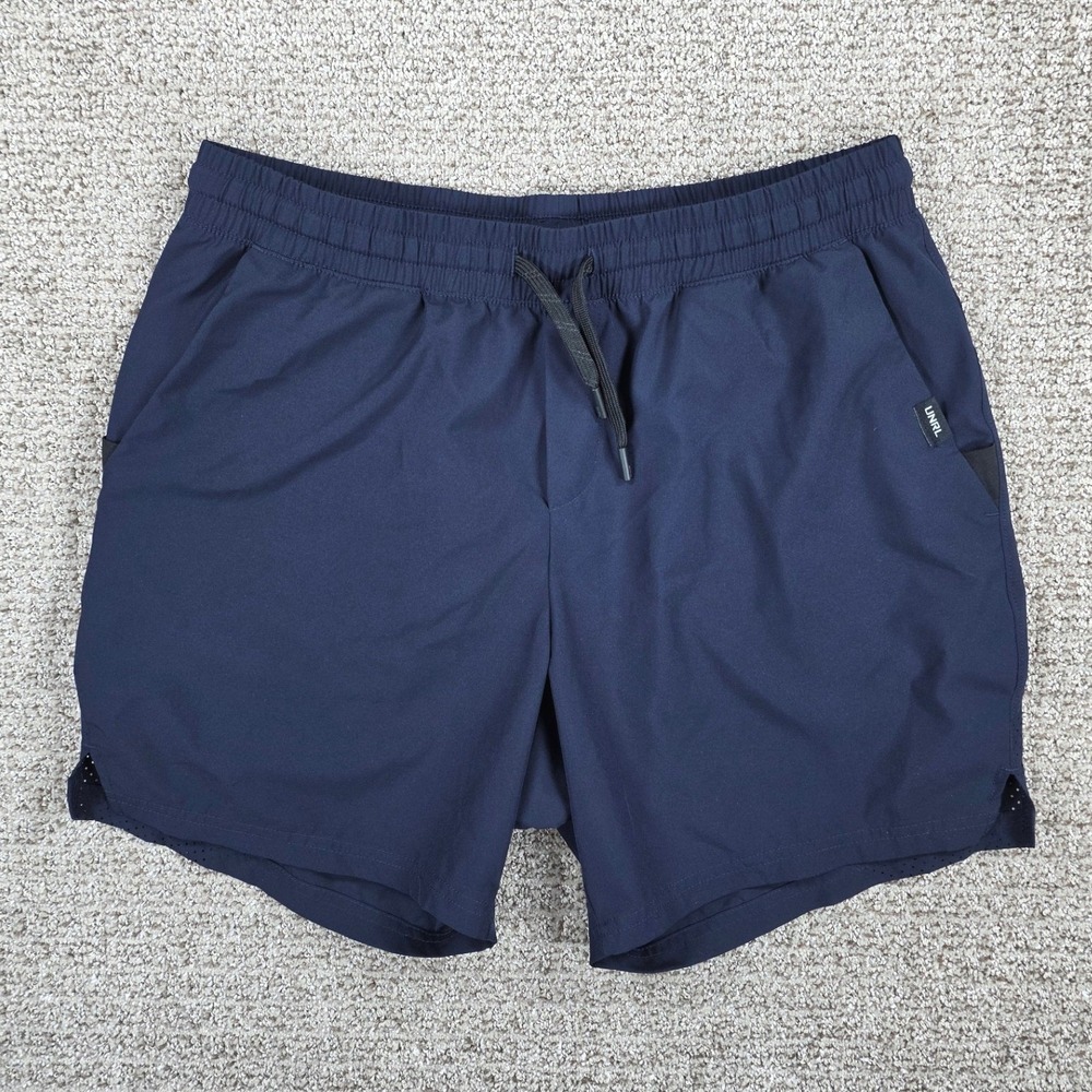 UNRL Stride Shorts Men Navy Blue Active Performance Athletic Size Large 6"